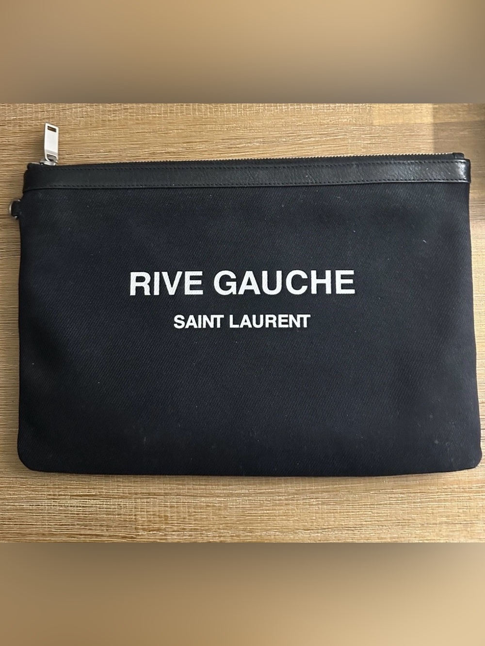 Saint Laurent Rive Gauche Black Canvas Pouch
